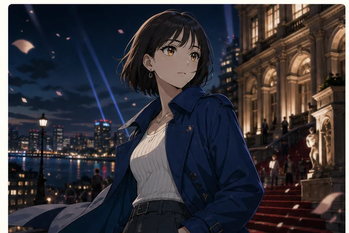 劇場アニメ風 — 映画向けに背景、光、レイアウト、人物芝居の密度を高めたアニメ表現。