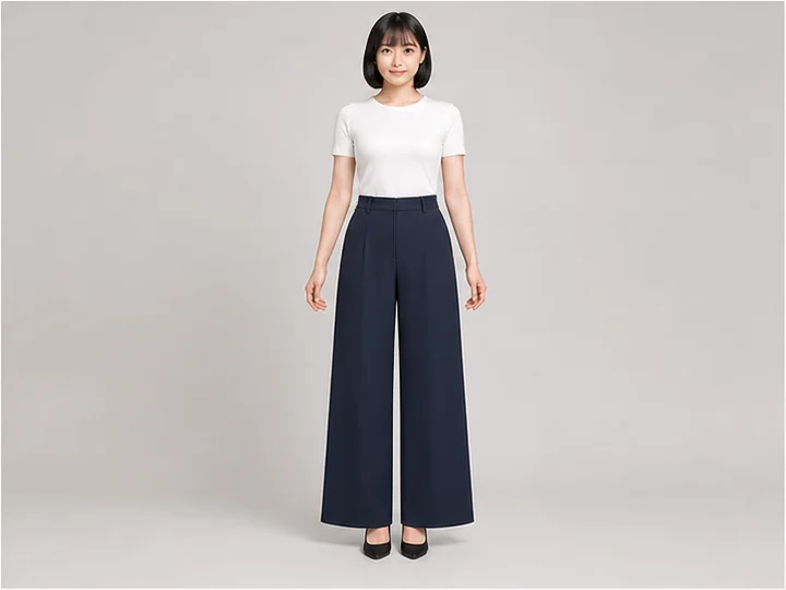 Wide-leg pants — Trousers with broad, tube-like legs extending from waist to hem.
