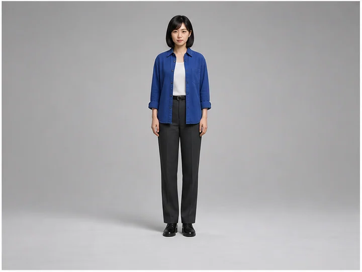 フルショット — 頭から足先まで全身を画面内へ収め、人物を画面の主役として大きく見せる。