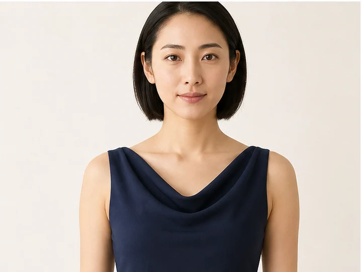 Cowl neckline — A neckline formed by excess fabric draping into soft folds below the neck.