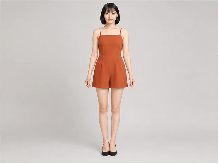 Romper — A one-piece garment joining a top to short trouser legs.