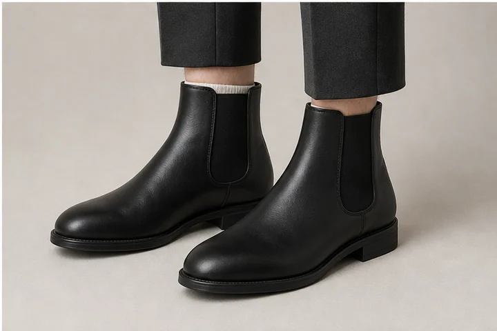 Chelsea boot — An ankle boot without laces, identified by elastic side-gore panels.