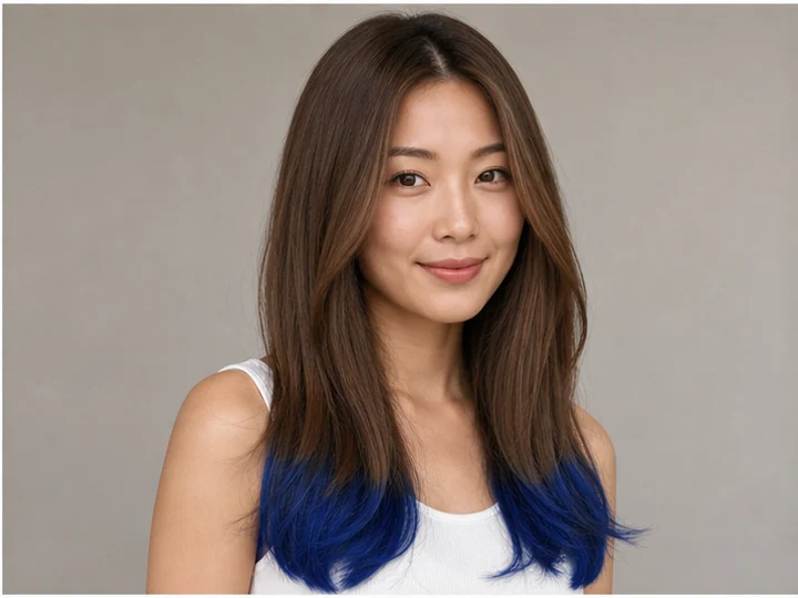 Dip-dye hair — A colour placement changing only the ends, with a comparatively crisp horizontal boundary.