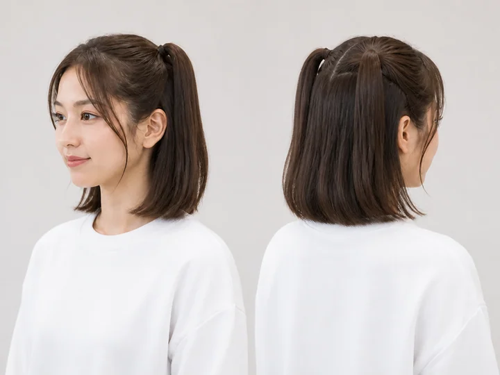 Half-up twin tails — A hairstyle tying only the upper side sections into two tails while leaving the lower hair loose.