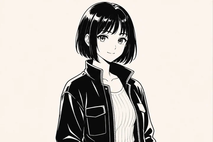 Solid black fill — A manga technique filling hair, clothing or shadow with uninterrupted solid black.