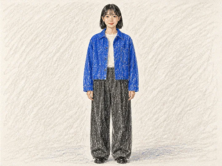 クレヨン — 蝋質の描画材を紙へこすり、粒状の線、塗り残し、重ね塗りを見せる表現。