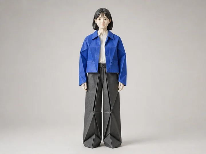 折り紙 — 一枚または少数の紙を主に折ることで、切り貼りを抑えて立体形状を作る表現。
